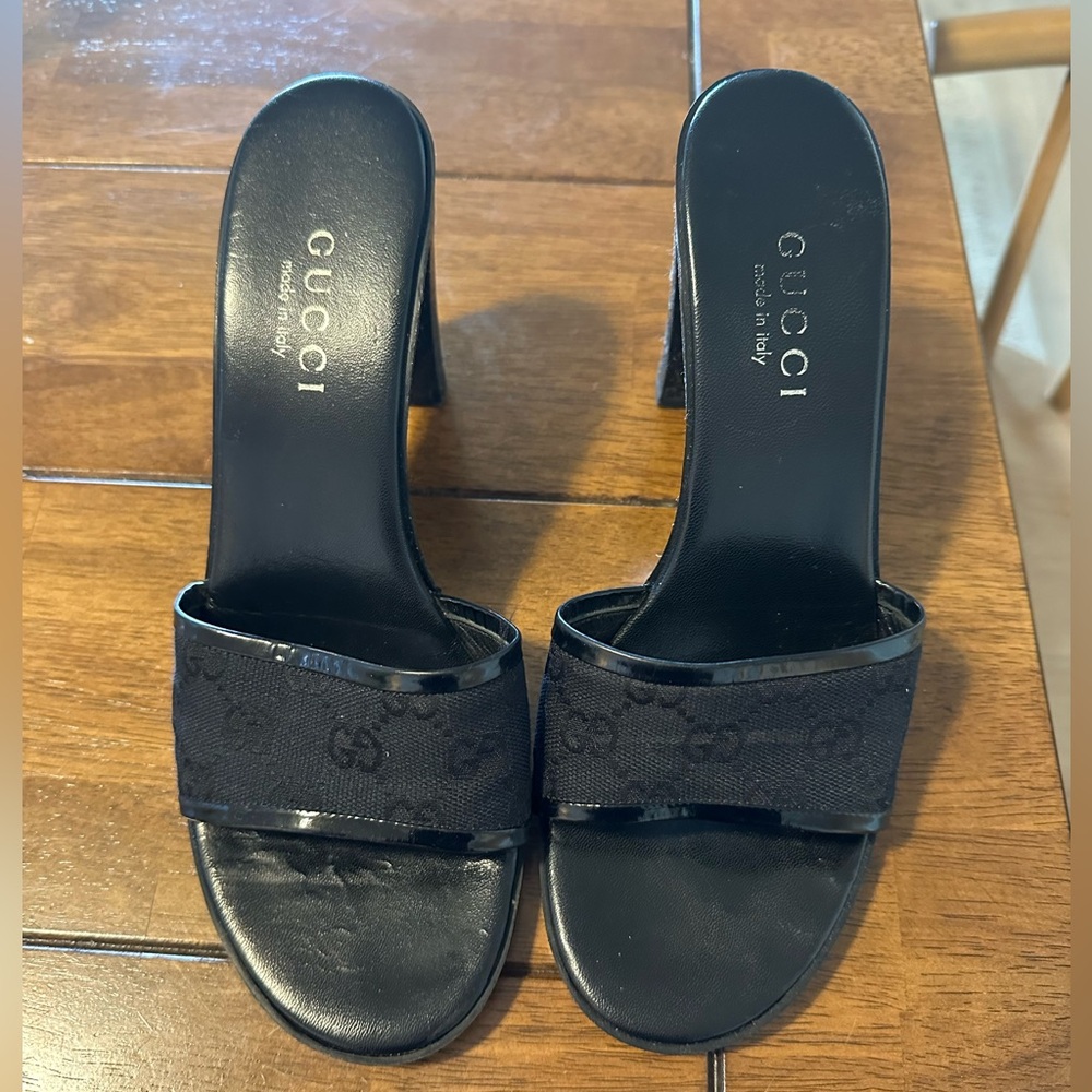 Gucci black heel sandals